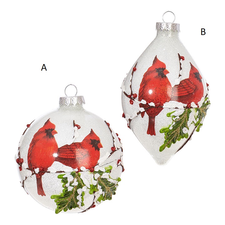 Ornament Iced Cardinals Assorted.