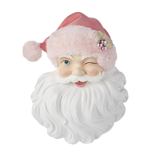 SANTA FACE WITH PINK HAT WALL ART