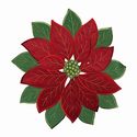 Placemat Round Poinsettia Red Green