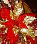 Silk Poinsettia Red And Gold Stem