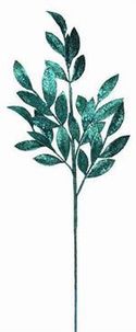 Bay Leaf Spray Teal Glitter