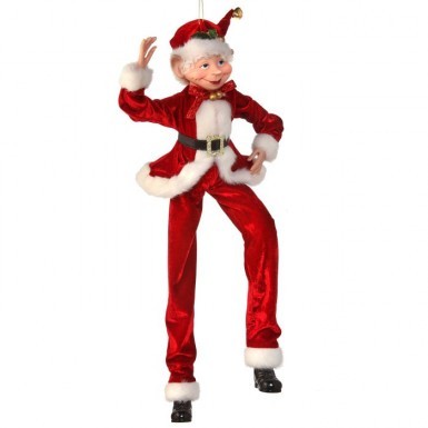 Elf Red White Poseable