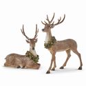 Deer S/2 Glittered With Wreath