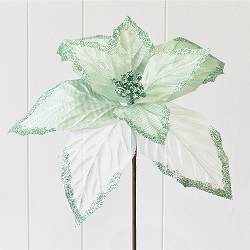 Poinsettia Sheer Seafoam Glittered