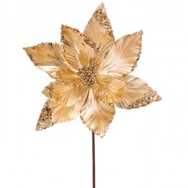 Poinsettia Stem Sequin Gold