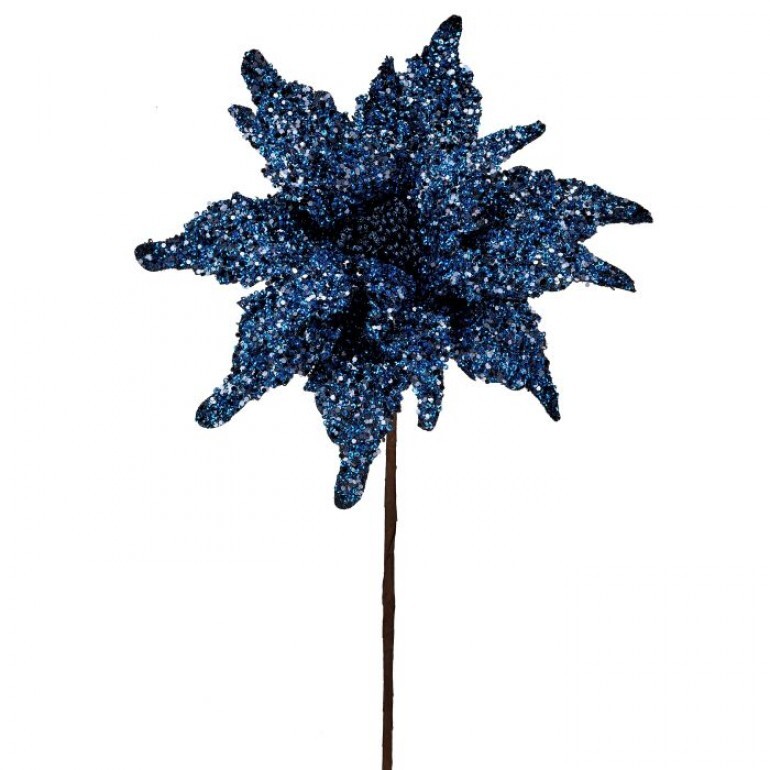 Poinsettia Glitter Midnight Blue
