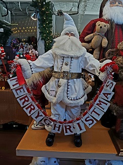 Santa White Holding Banner