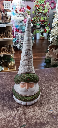 Santa Face In Tree Ceramic