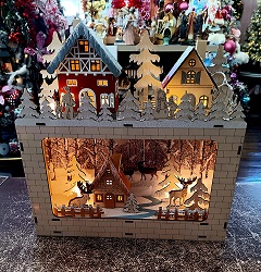 Village Cut Out Scene Lighted