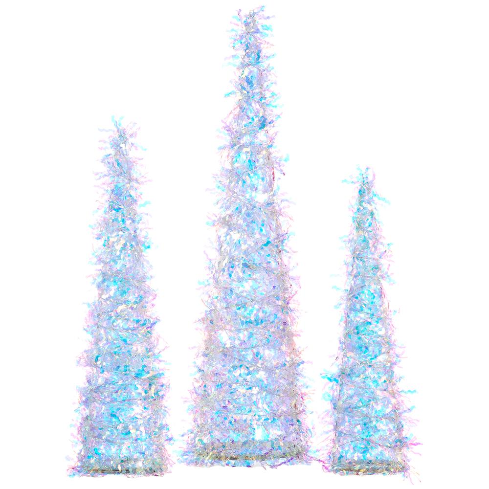 Cone Trees Tinsel S/3 Iridescent
