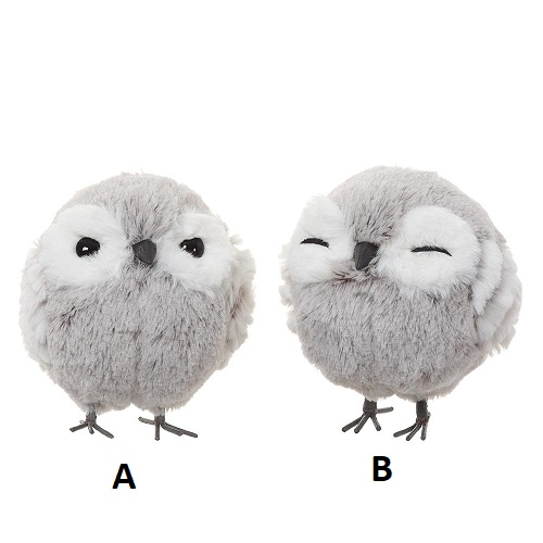 Ornament Owls White Gray