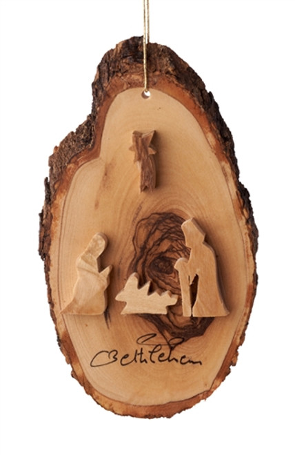 Ornament Nativity Bark Slice