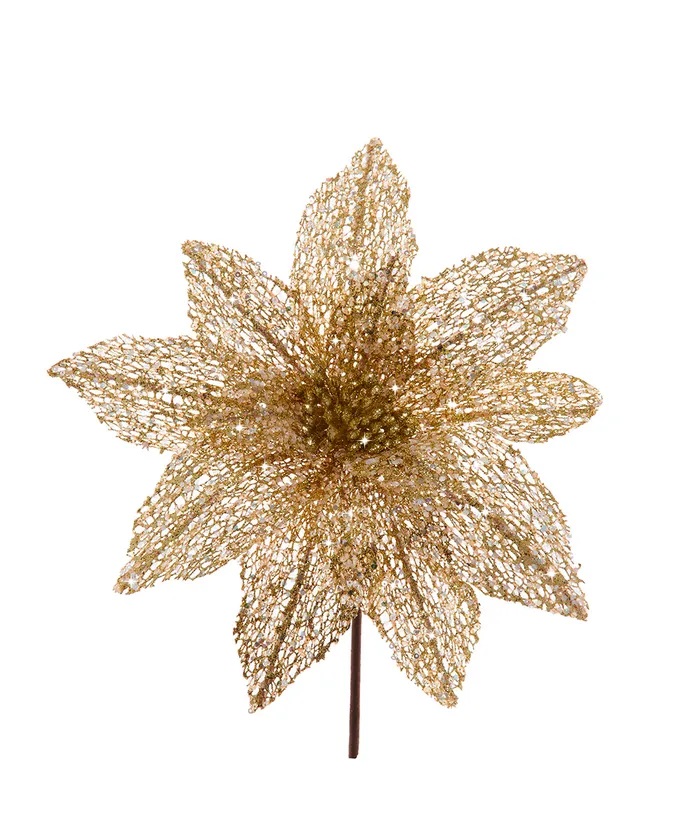 Poinsettia Pick Gold Sequin
