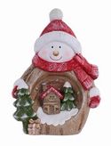 Snowman With Tree Lighted