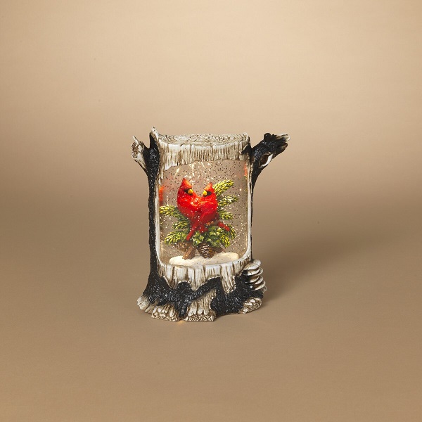 Waterglobe Cardinal In Tree Trunk
