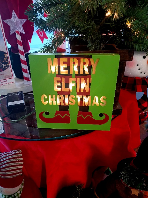 Sign Lighted Merry Elfin
